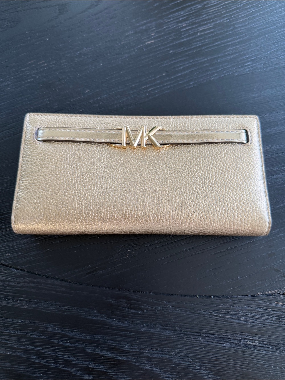 Michael Kors Gold Metallic MK Continental Wallet